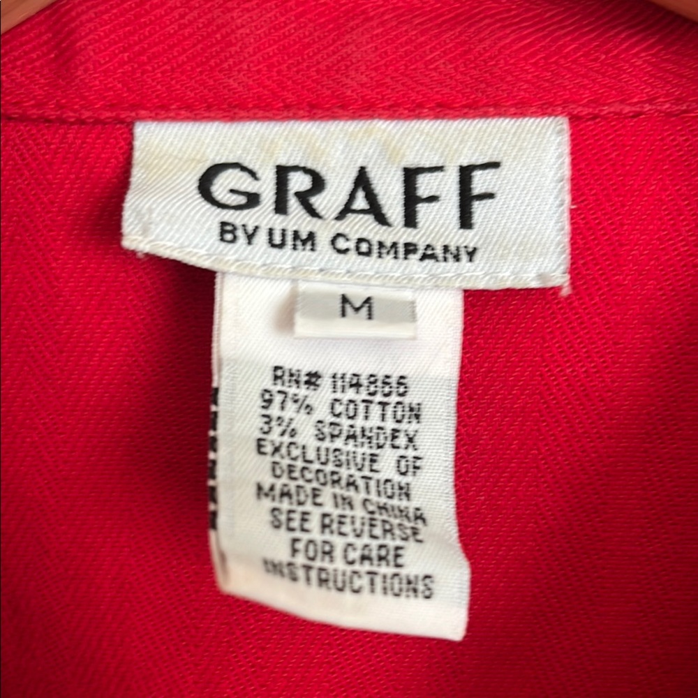 Vintage 90s Y2K Red Embroidered Women's Blazer by Graff Size M - Picture 2 of 9